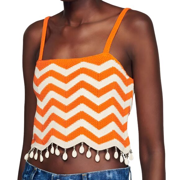 Sandro NWOT Cassandre Chevron Stripe Knit Crop Top - Picture 4 of 13
